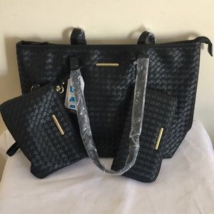 Black Handbag Tote 3 Piece Set